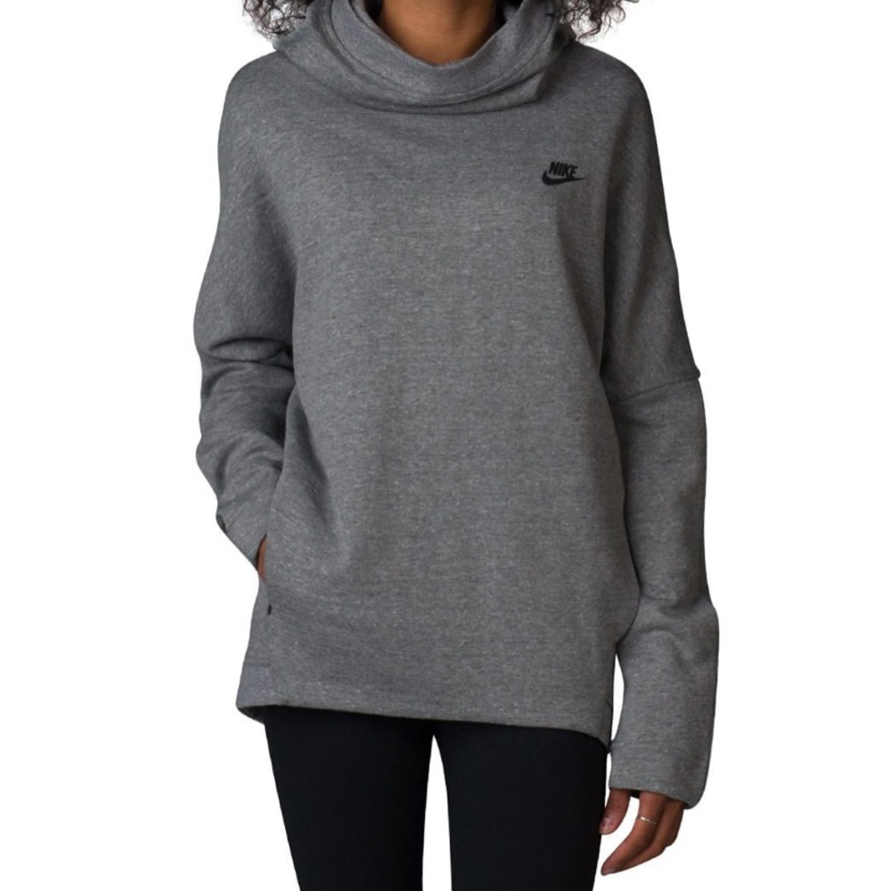 NIKE NSW TECH FLEECE GREY HOODIE PULLOVER Sz M